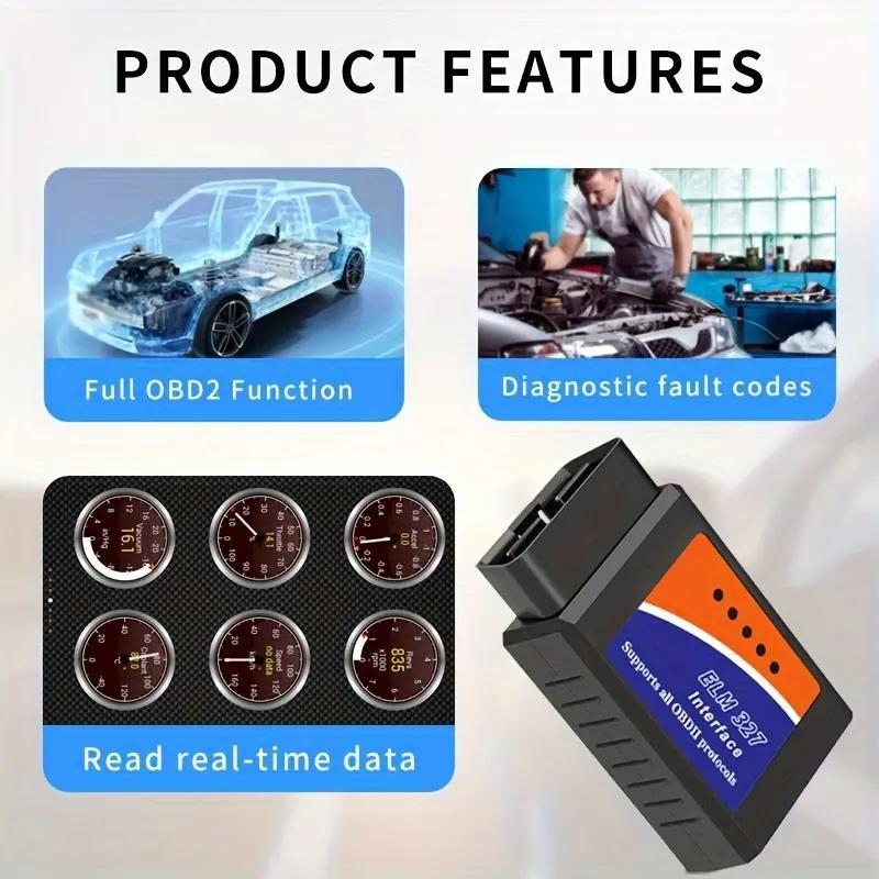 OBD2 Scanner, Wireless OBD2 Car Diagnostic Scanner, Car Fault Code Reader, Professional Car Diagnostic Tool for Android, iOS & Windows