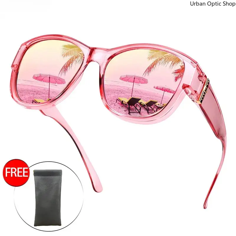 XUH Women's TR90 Fit Over Sunglasses, Casual Polarized Lenses with UV400 Protection for Driving, Lightweight Shatterproof Frame, Includes Magnetic Leather Pouch, Casual Sunglasses, Stylish Accessories, Anti-Uv Uv400, Womens Sunglasses, Female