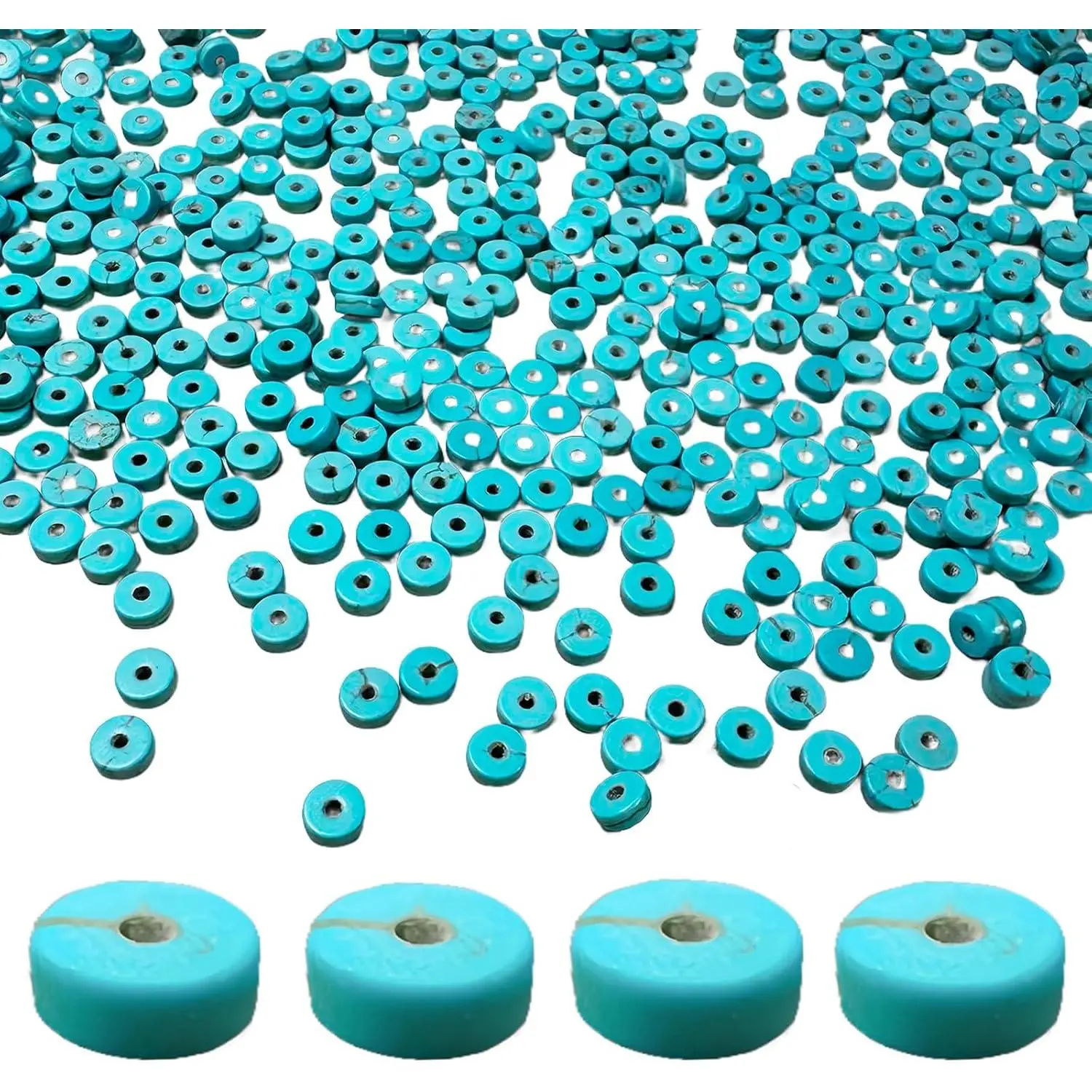 Turquoise Heishi Beads Bulk for  Making - 900 count 3x6mm Small  Semi-Precious  Disc Rondelle Spacer Loose Beads for Necklace, Bracelet, Earring & DIY  Crafts