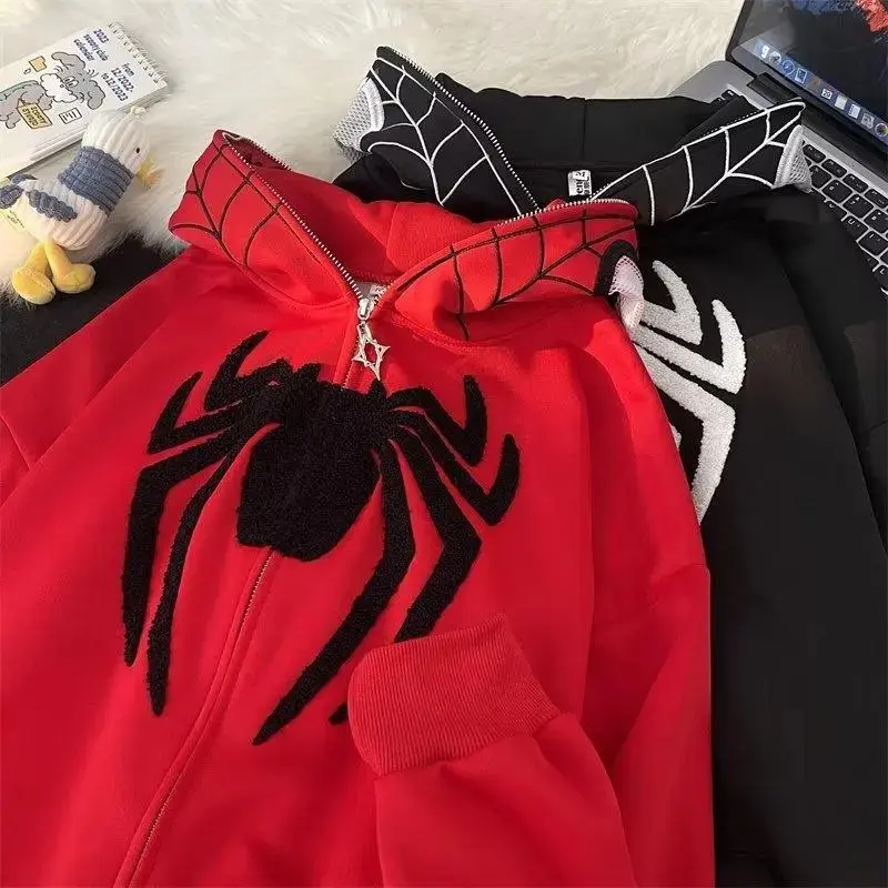 Spider Hoodie Y2k Full Zip Up Jacket Women Men Cute Hoodie Graphic Hoodies Hip Hop Sweatshirt