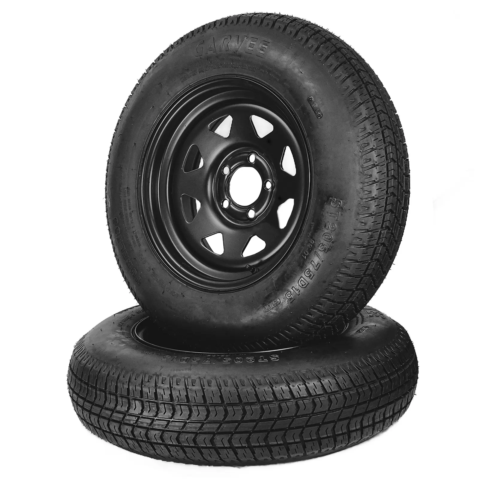2-Pack ST175/80D13  ST205/75D14 ST205/75D15 Trailer Tires with 13" Rims, 5 Lug on 4.5" Bolt Pattern, 6PR Load Range C, Black Steel Wheel, Heavy Duty 175 80 13/14/15 Trailer Tires for Utility, Boat, Camper, Cargo Trailers