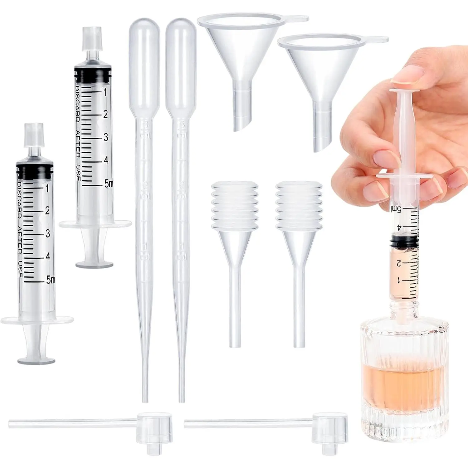10 count Perfume Refill Tool Kit,Plastic Perfume Dispenser Transfer Tools,Travel Refill Tool Set for Liquid Cologne  Sample Essential Oils