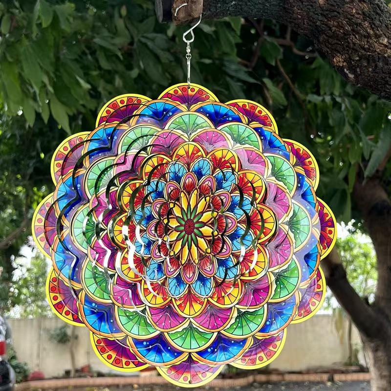 3D Rotating Wind Spinner With Mandala Butterfly Pattern, Metal Art Craft Decor, Dynamic Spinning Design, Suitable For Outdoor Yard Garden Patio And Home Hanging Decoration