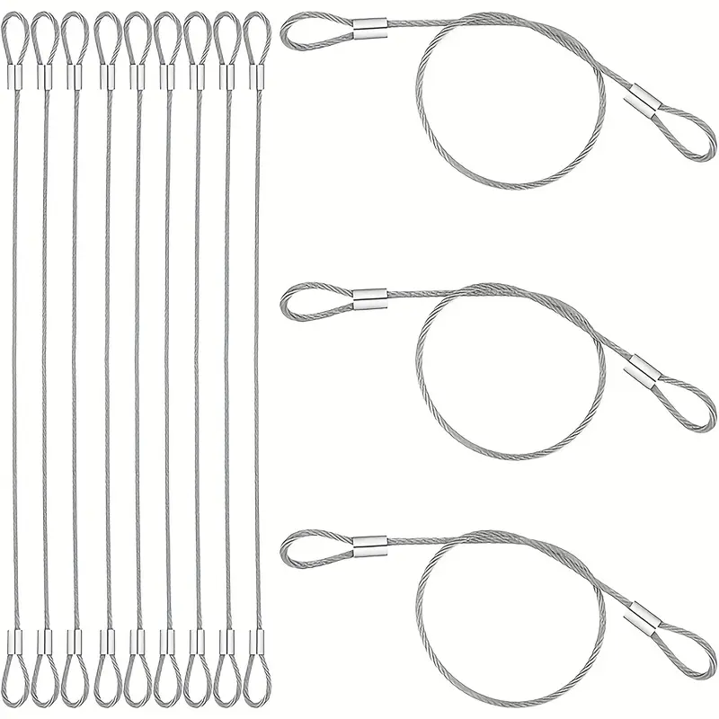 6pcs 11.81 inch long PVC transparent coated steel wire rope cable, flexible anti-loss rope, fully assembled cable assembly, luggage lock application, photo hanging rope, outdoor tent/sunshade net fixing, anti-loss rope production, pet traction rope, etc.