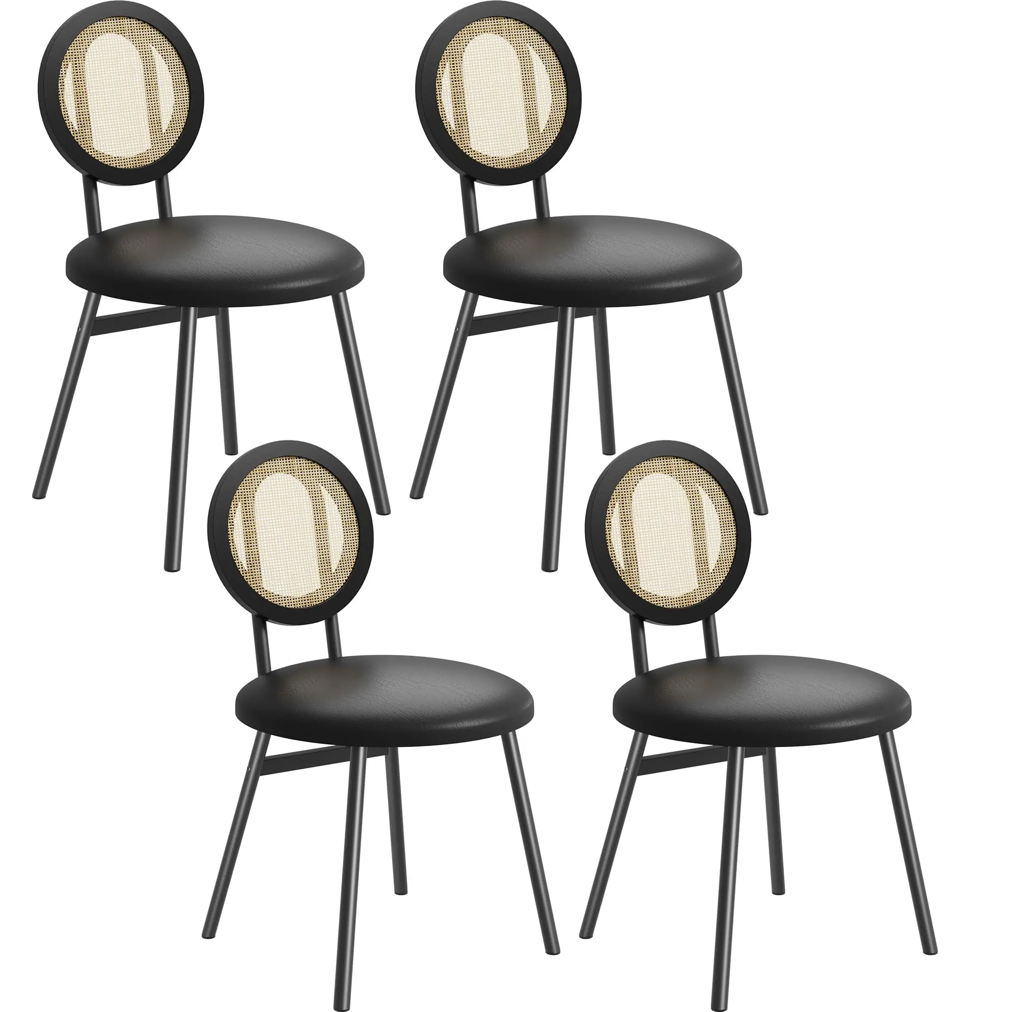 GARVEERattan Dining Chairs, Dining Chairs Set of 4, Modern Dining Room Chairs With Solid Metal Legs, Kitchen Chairs for Small Space, Upholstered Dining Chairs With Thick Cushions