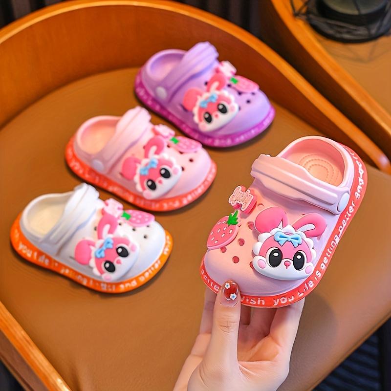 Children's Cartoon EVA Sandals Pink Bear Blue Cat Animal Pattern Slip-On Round Toe Breathable Non-Slip Dual-Use Sandals Boys and Girls Universal Daily Casual Shoes