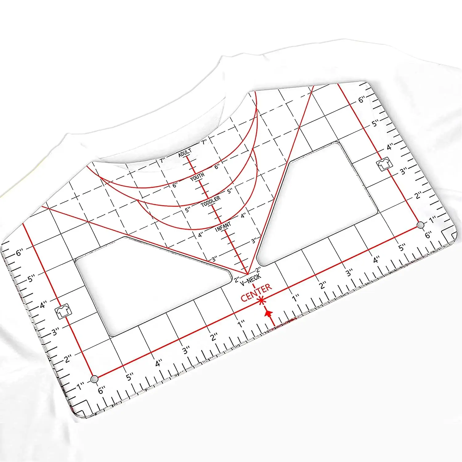 Tshirt Ruler Guide for Vinyl Alignment, T-Shirt Measure Ruler to Center Vinyl,Tshirt Measurement Tool for Heat Tape for Heat Press,Sublimation,Heat Transfer,Heat Press Accessories,V- Ruler