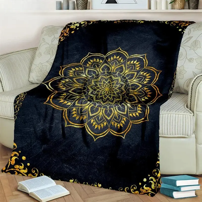 Mandala Bohemian Nature Flannel Blanket – Spiritual Yoga Style Throw for Bedroom, Meditation Space and Relaxation