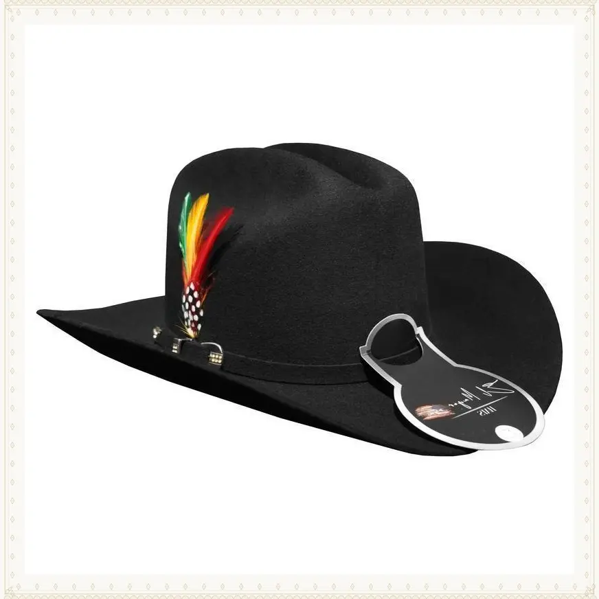 Mayor 100x Johnson Black Felt Cowboy Hat 3.25" Brim 4.75" Tall Crown Texana Pluma Metalica