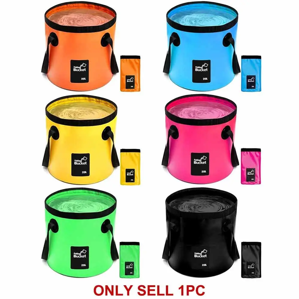 12L/20L Collapsible Bucket with Handle, Portable Folding Water Bucket and Storage Container, Ideal for Laundry, Car Wash, Camping, Fishing, Beach, RV, Gardening, Plumbing Repairs and Road Trip Essentials