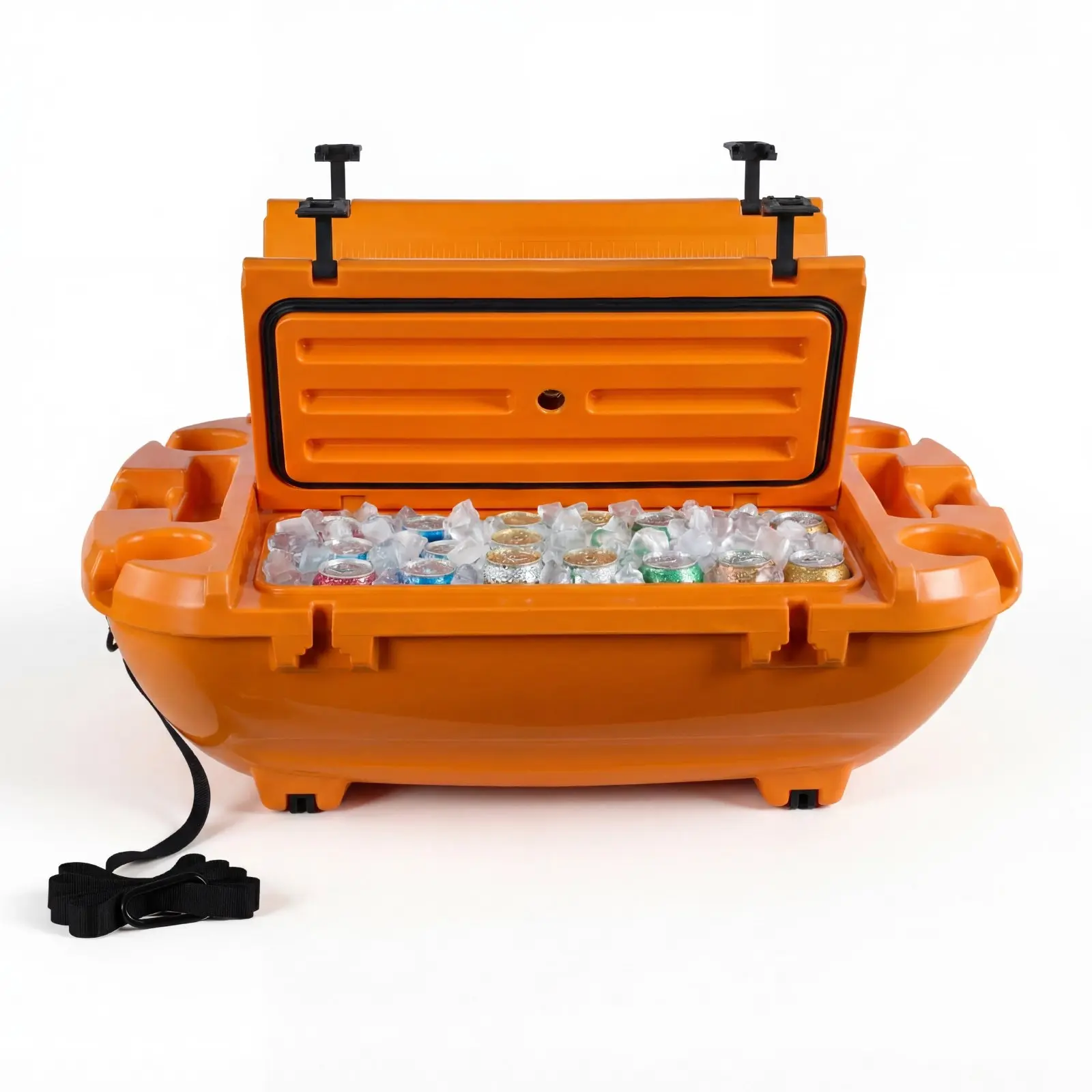 VEVOR Boat-Shaped Floating Cooler, 40 QT LLDPE Plastic Amphibious Water/Land Cooler with Dry Storage & Tow Rope, Floating Stable for Group Users on Lake, Pool, Beach, Orange