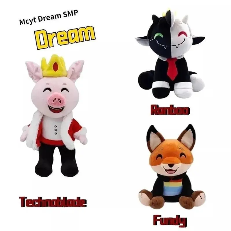 25-30cm Dream Ranboo JSchlatt Plush Toys Tubbo Fundy Pillow Anime Stuffed Plushise Christmas Kids Gift