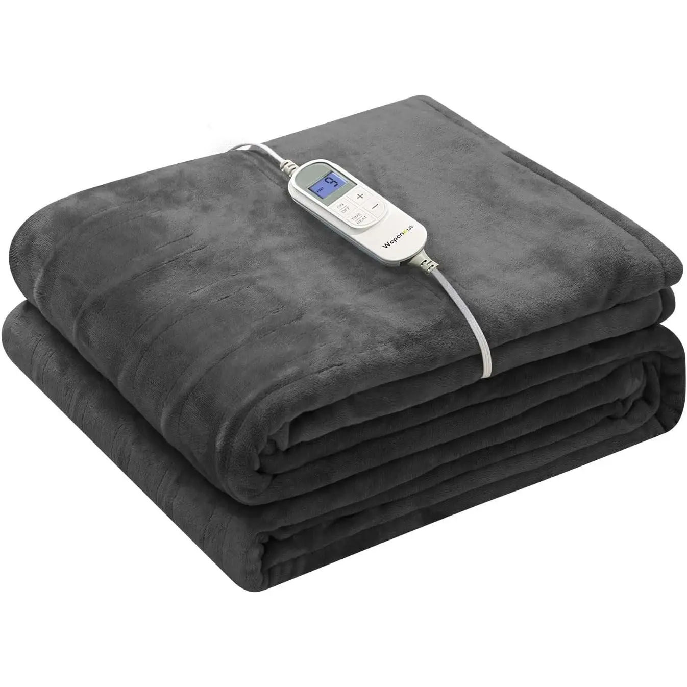 Heated Blanket Full 72" x 84" Electric Throw 10 Heating Levels 12 Hours Time Setings and Auto-Shut Off, Flannel Fast-Heating Electric Blanket, Grey