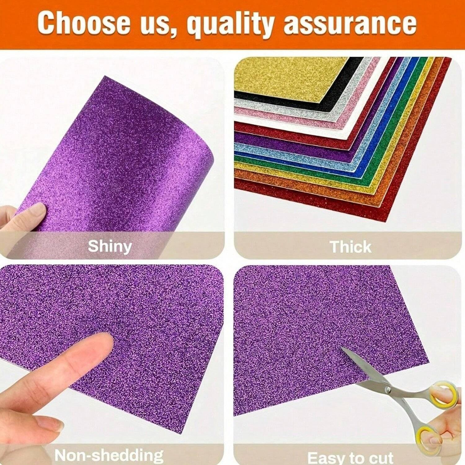 A4 Colored Glitter Cardstock, 20pcs/set Non Paper, Suitable for Craft DIY Projects, Scrapbook, Gift Wrapping, Birthday & Party Decoration