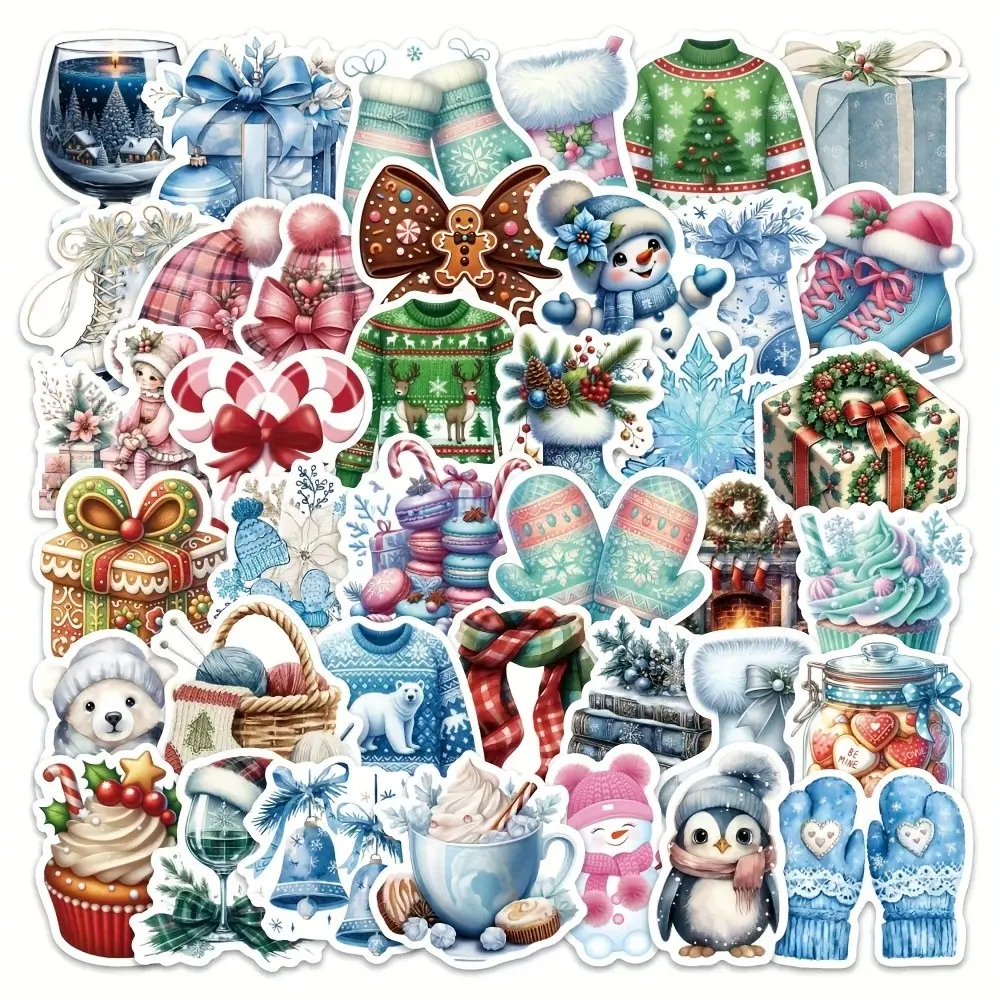 54pcs Winter Stickers, Vintage Christmas Stickers, Santa Claus Planner Stickers, Holiday Decorations, DIY Crafts Supplies