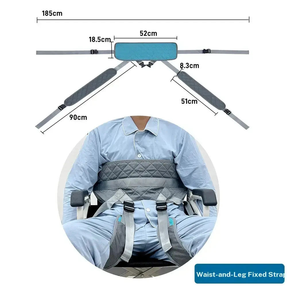 Adjustable Wheelchair Safety Belt Attachment with Waist and Leg Straps, Non-Slip Positioning Strap, Waist Fastening Strap, Ideal for Wheelchair Users, Durable, Secure and Comfortable