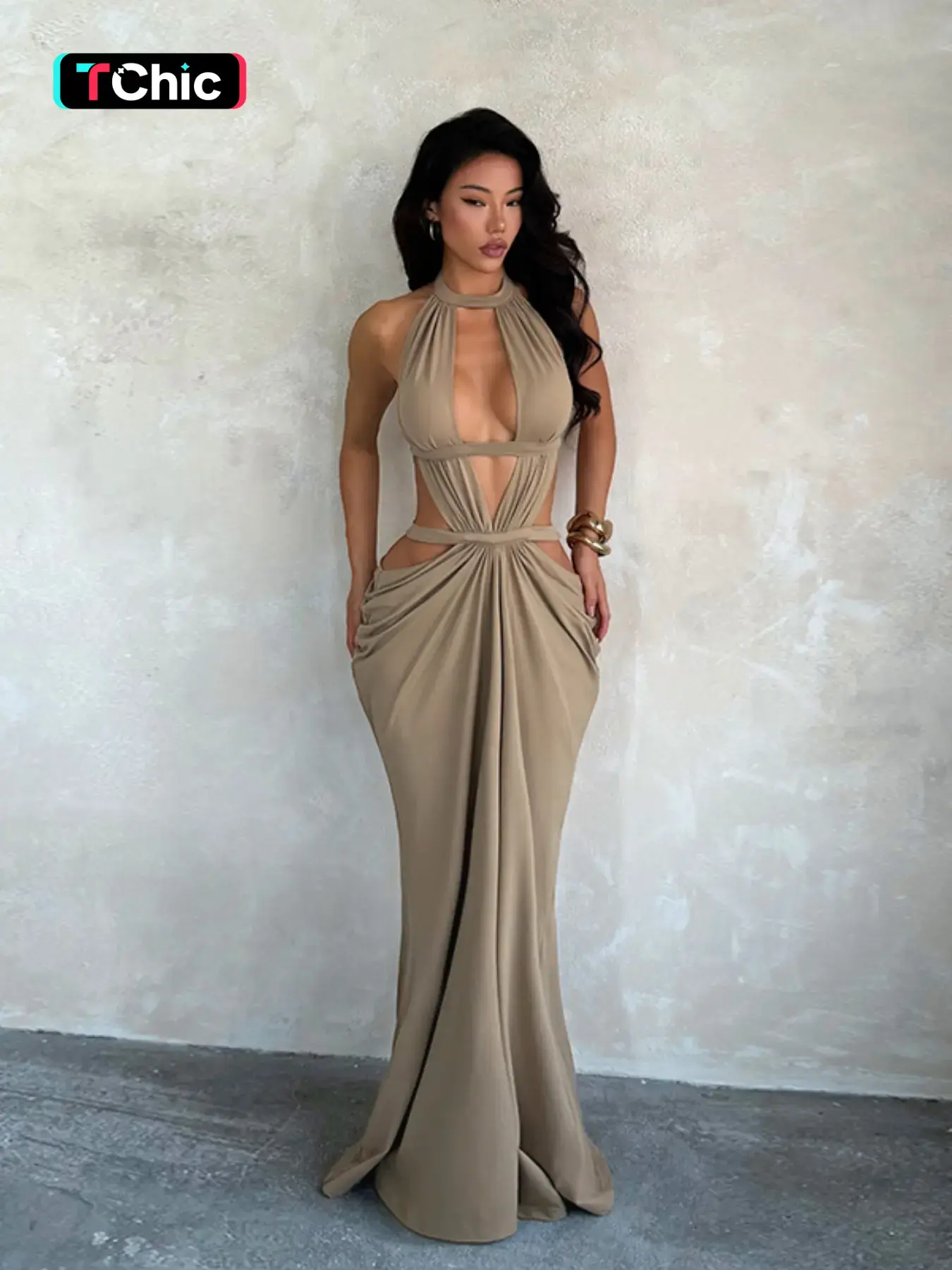 Shimmering Ribbon Vacation Cutout Dress, Sleeveless, Elegant Hollow Out Design, Perfect for Beach & Resort Wear, Stylish Summer