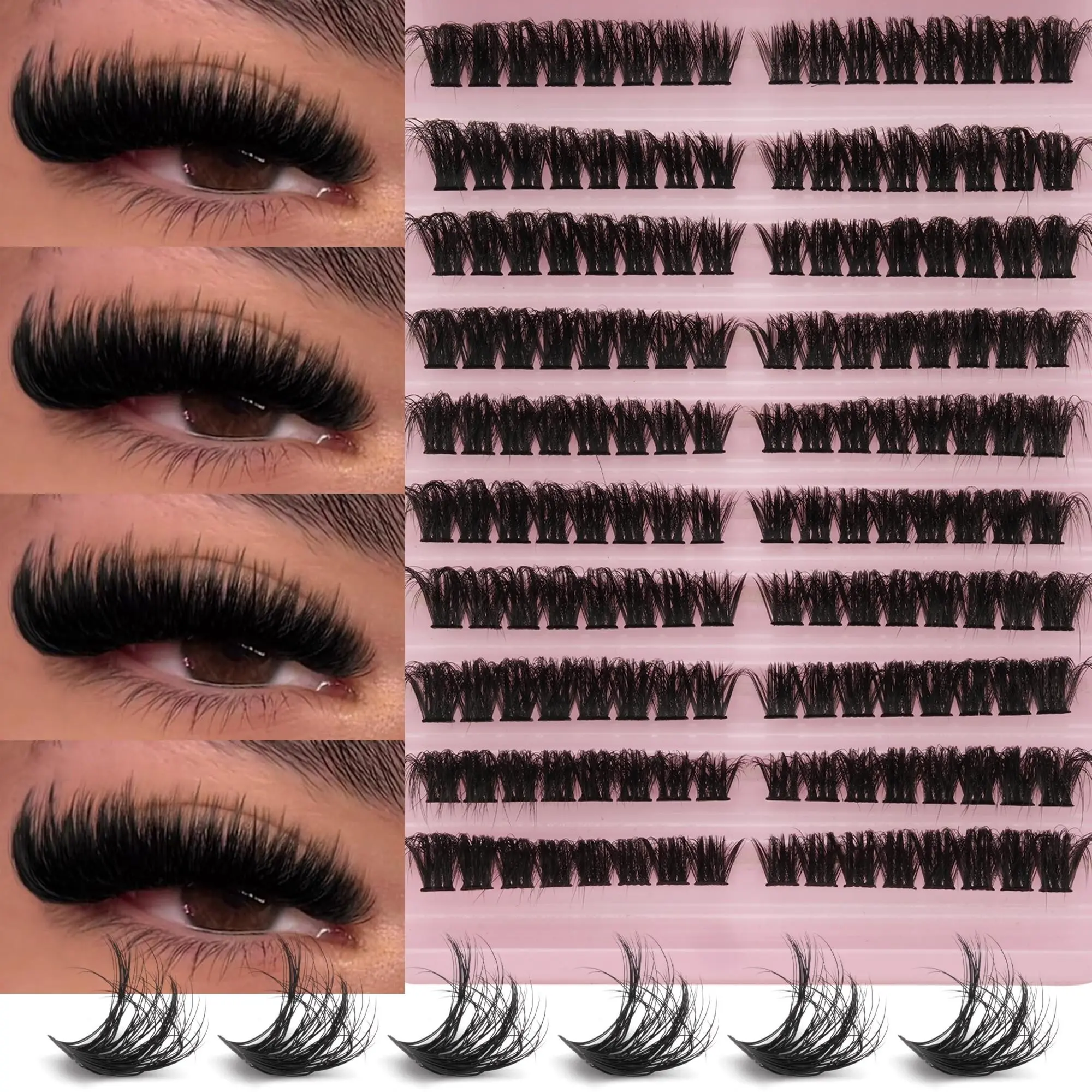 10-Row Dramatic False Eyelashes, 100D Volume, Curling, 3D Effect, Cat Eye Design, Reusable, Ideal for Daily Wear, Parties, Gatherings, Volumized False Eyelashes