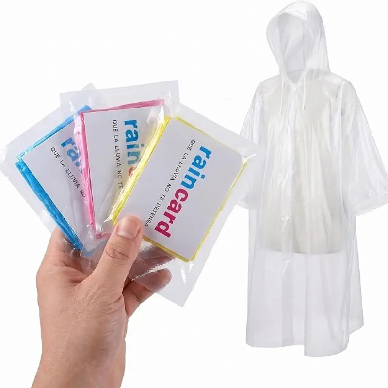 4 Pcs Disposable Compressed Card Raincoats, Portable Adult Outdoor Rain Gear for Hiking & Emergency Use