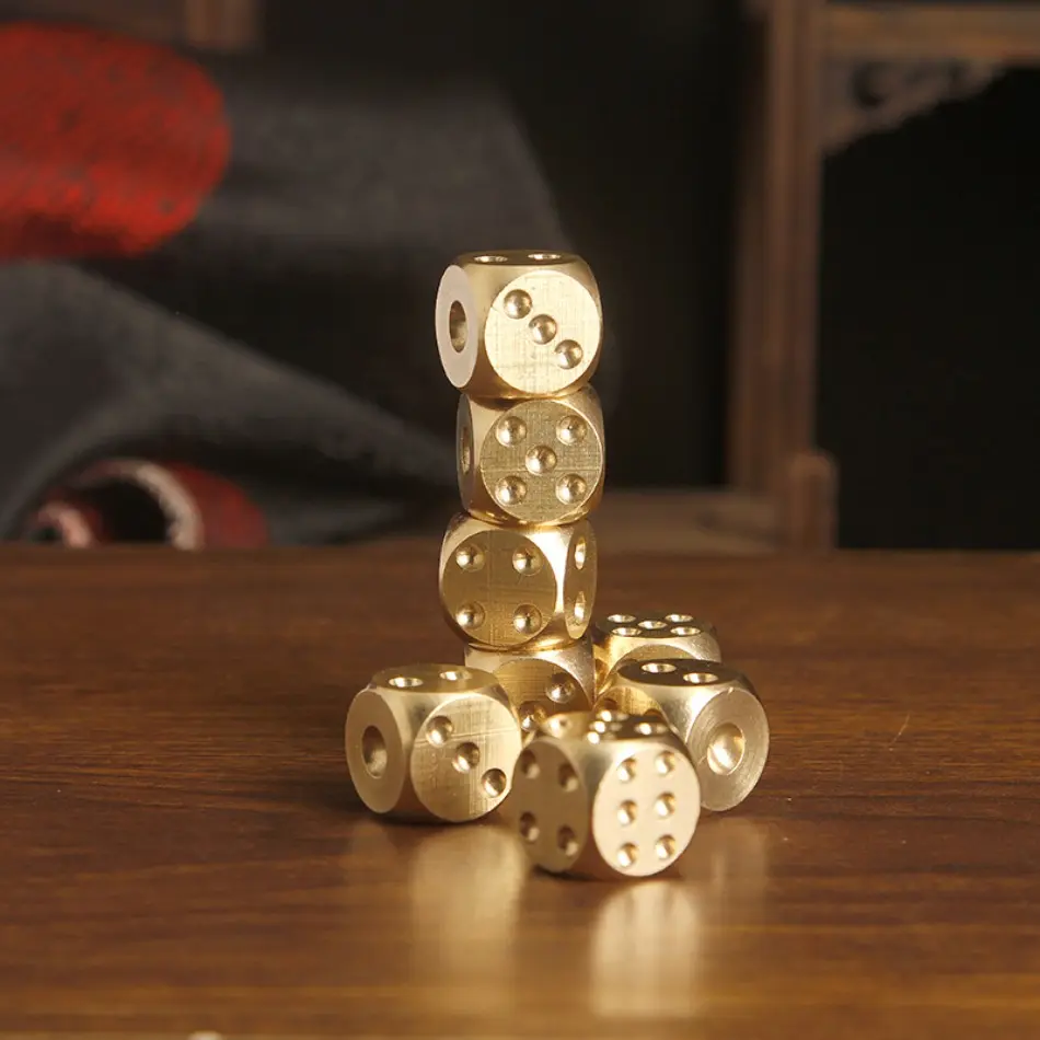 Hot Sale 3-Pack Solid Copper Dice, durable full brass construction. Classic creative metal dice ideal for RPG, party dice games and desktop collectible decor. Compact portable design as practical souvenir and holiday present choice.
