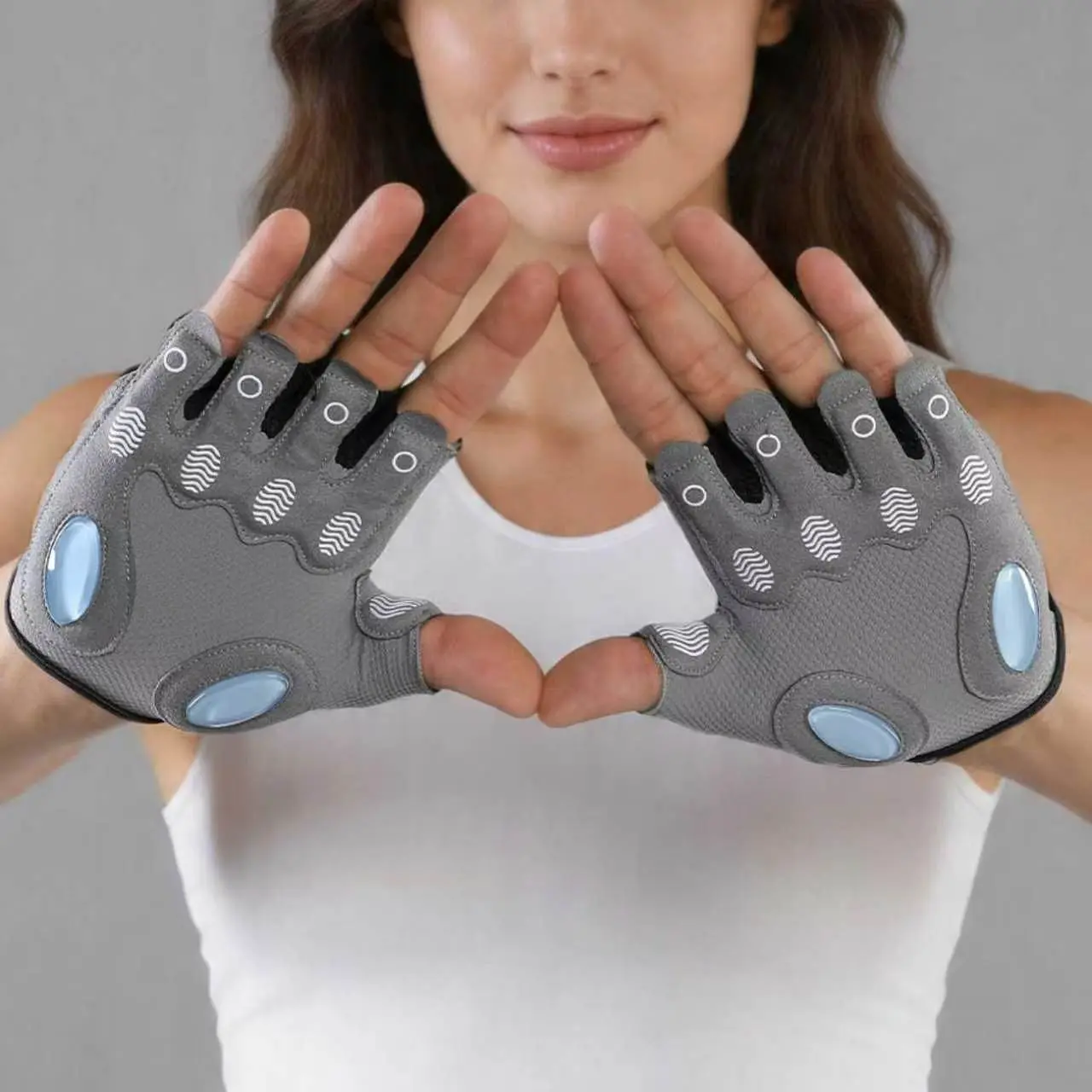 VBOSI 1 Pair Men & Women Half Finger Sports Gloves Workout Accessories – Breathable Anti-Slip Silicone Palm Support for Weightlifting, Deadlifting & Cycling