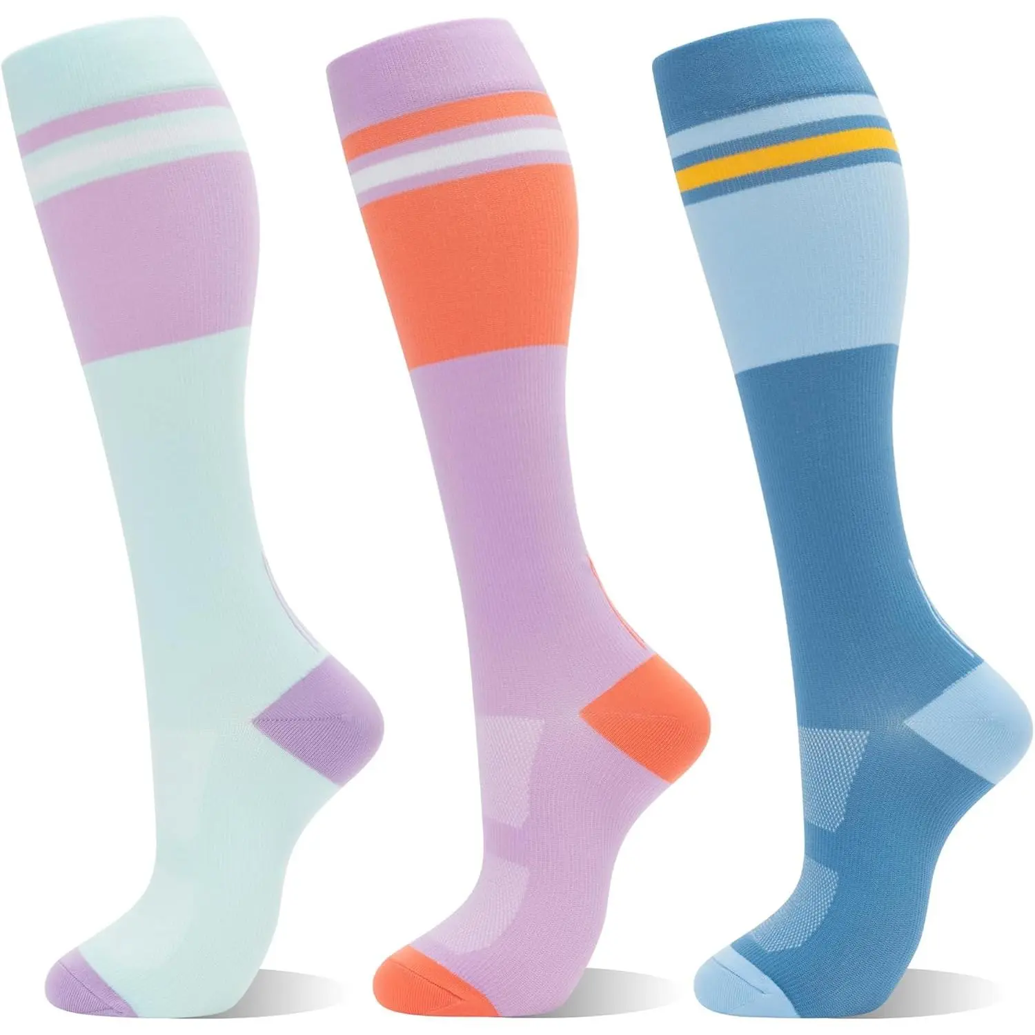 fenglaoda Compression Socks  Women Men 3 Pairs Graduated Compression Support Circulation Socks  Nurses