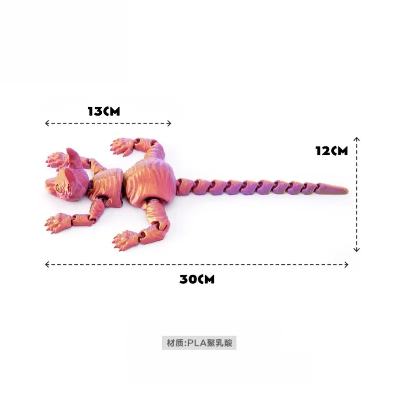 12 Colors Articulated Lizard 3D Printed Toy Fully Movable Joint Reptile Figurine Colorful Desk Decor Prank Gift