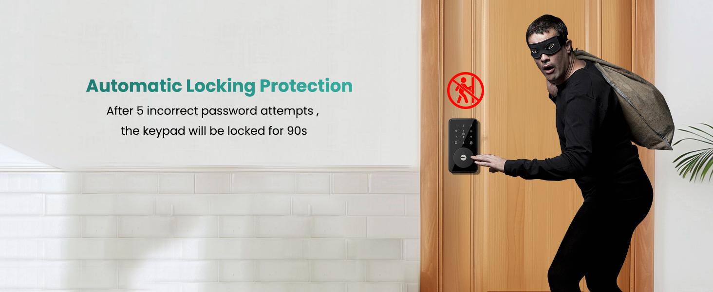 Lock, Door Lock for Front Door, 6 Code Door Lock with, Bluetooth Deadbolt, App