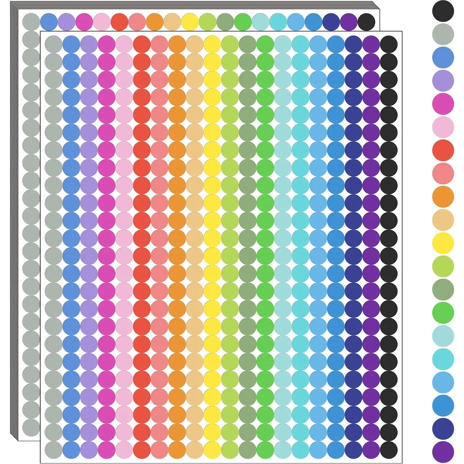 10000 PCS Small Dot Stickers 1/4" Round Color Coding Labels Circle Dot Stickers Label Sticker in 20 Colors for Office,Classroom
