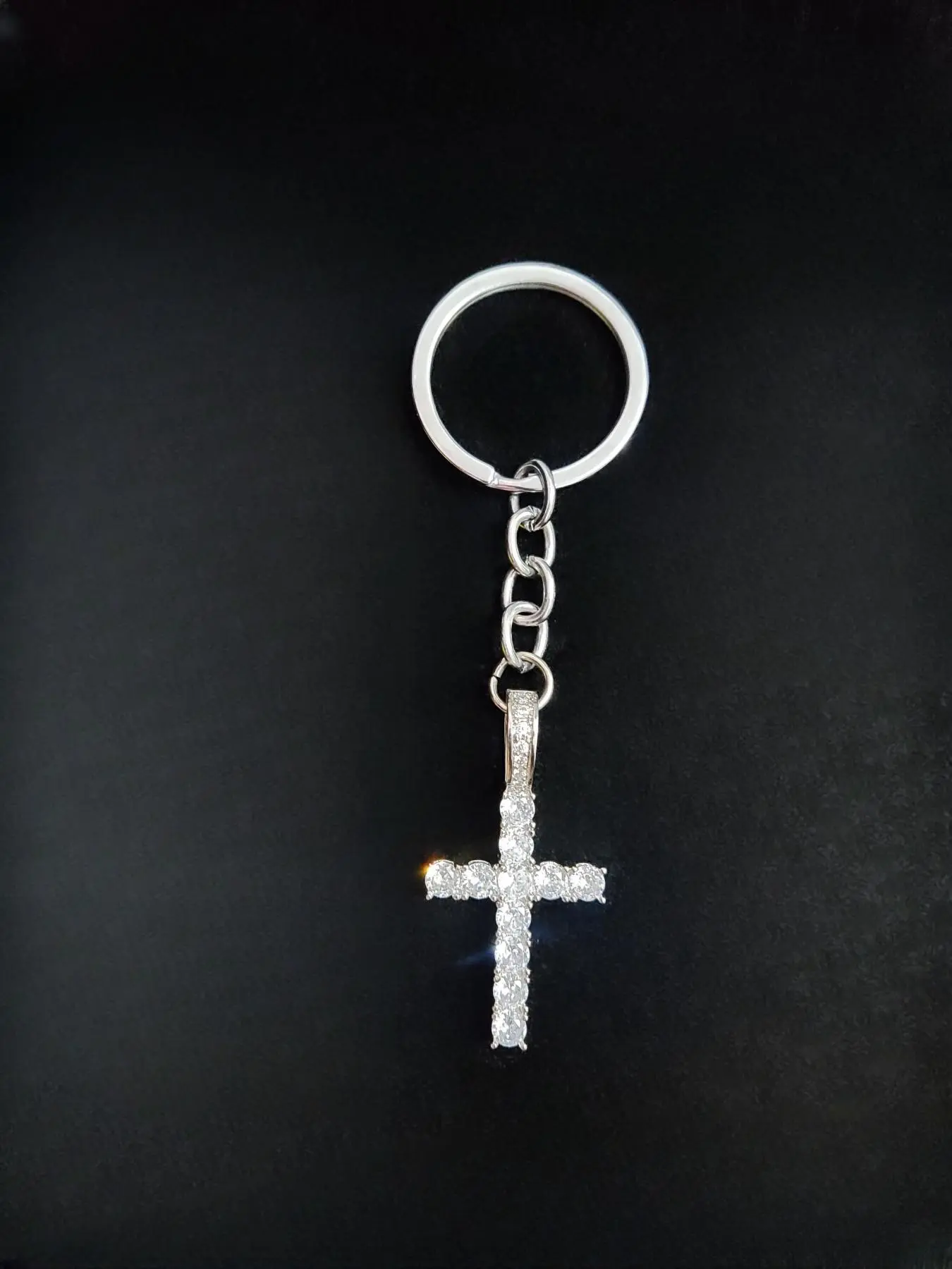 Rhinestone Decorated Cross Pendant Necklace Keychain Ring, 1 Count/1 Set  Street Style Jewelry Set for Party, Daily Decor, Trendy All-match & Exquisite Jewelry for Birthday Gift