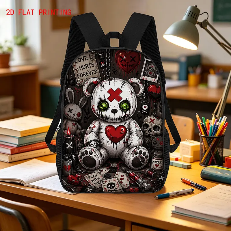 Ghost Voodoo Bear Messy Toy Backpack - Spacious Functional Bag for Luggage Storage, School & Daily Commutes, Kids Backpack, Holiday, Dustproof, Synthetic, Hangable, Waterproof, Prop 65 Safe, Backpacks For School, Preppy