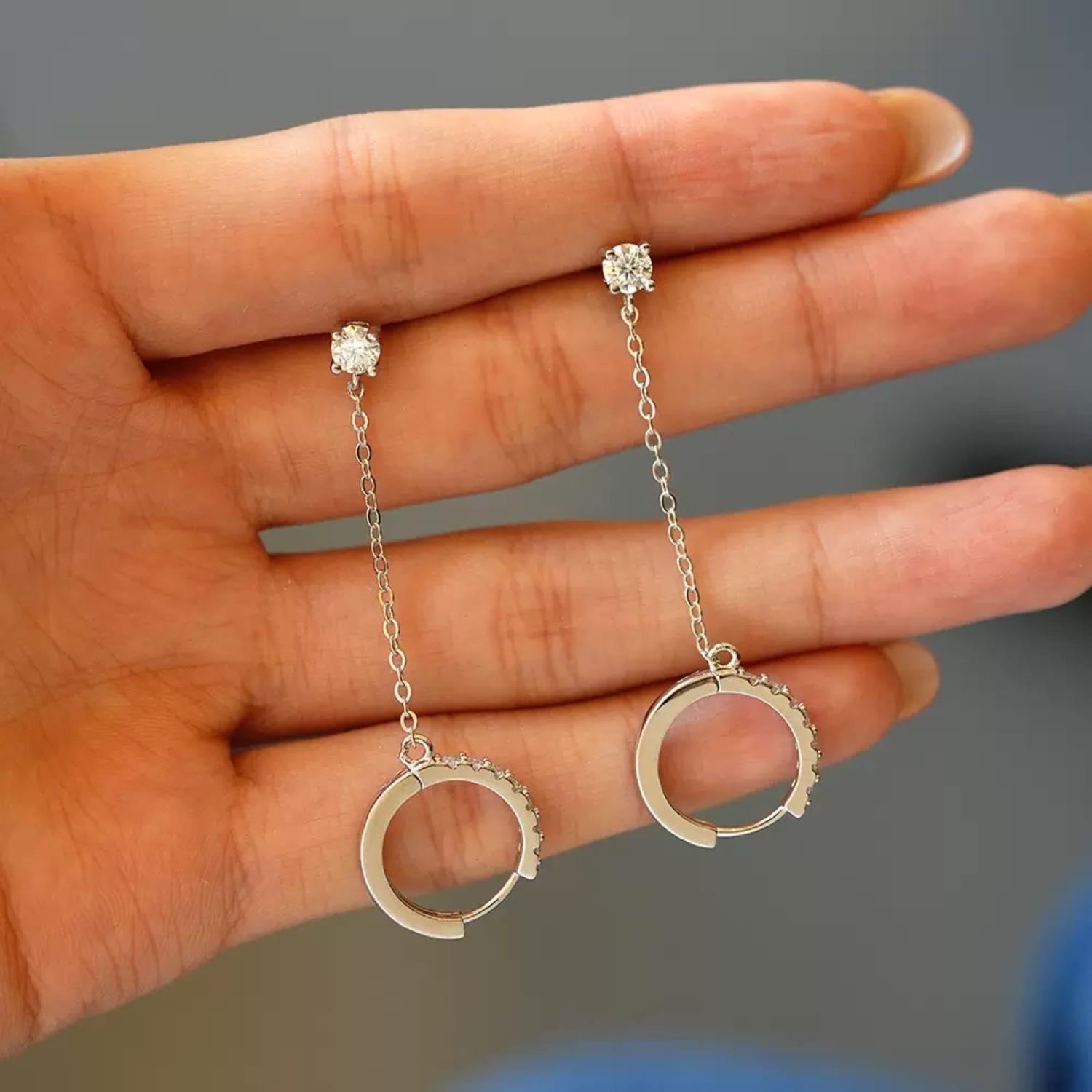 Jstyle Trendy 14K Gold Plated Chain Earrings for Women Hypoallergenic Double Piercing Dangle Chain Huggie Hoop Earrings