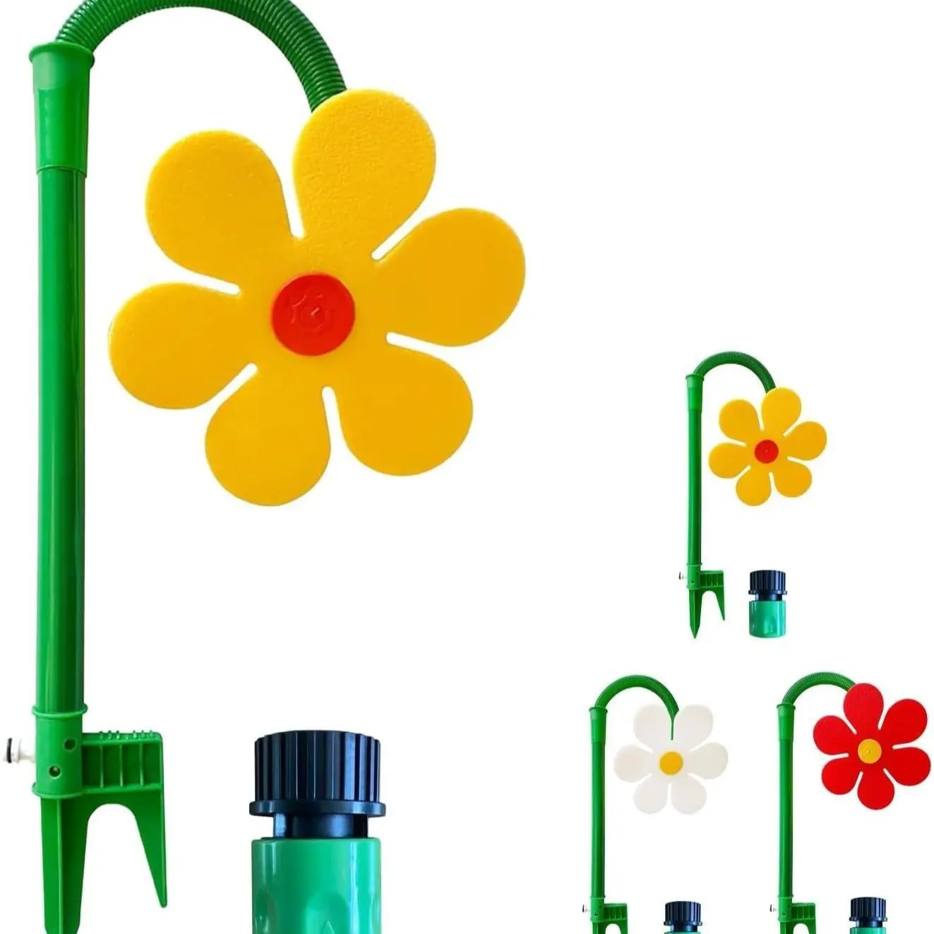Crazy Daisy Sprinkler Crazy Dancing Flower Water Sprinklers Funny Sun Flower Dancing Daisy Lawn Sprinkler for Yard Watering Dogs Playing Red Garden Sprinklers Dancing Sunflower Sprinkler