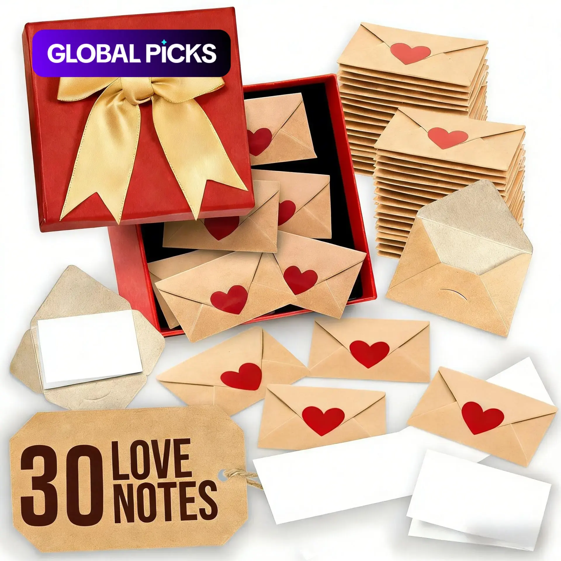 DIY Love Notes Box | Mini Blank Greeting Cards with Envelopes | Card Design | Heartfelt Handmade Stationery Gift Set | Cute Romantic Gift for Boyfriend Girlfriend Him Her | Valentine Anniversary Birthday | Card Sets #GLOBAL PICKS