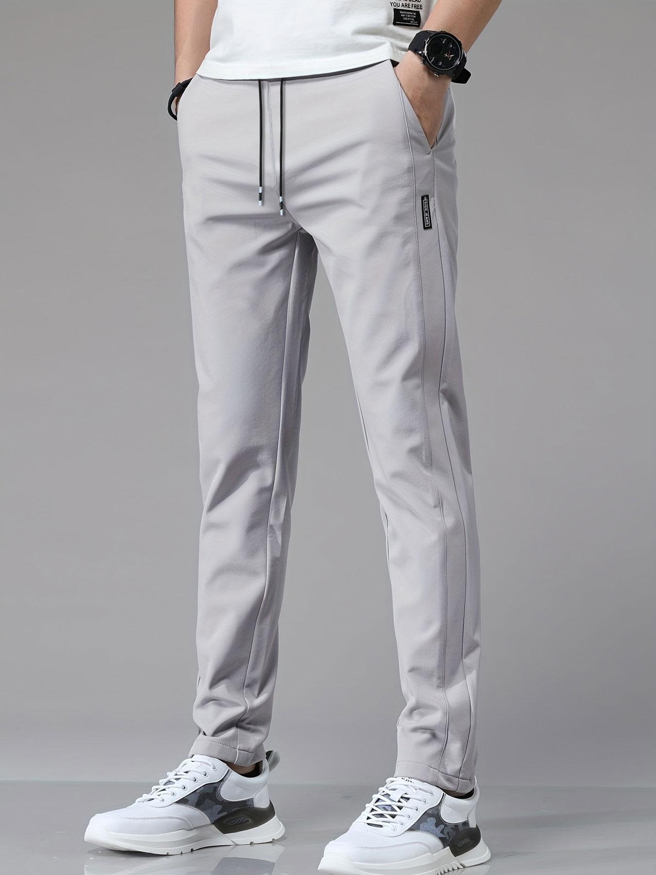 Men's Solid Color Casual Pants, Comfortable Regular Fit, Casual Stretch Waist, Daily Use Men's Trousers, Stylish and Versatile Design for Everyday Wear