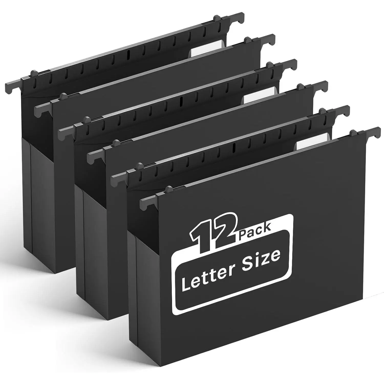 Plastic Hanging File Folders Letter Size, Heavy Duty 2" Expandable with Tabs, 12 Pack Reinforced Expanding Hanging Folder, File Cabinet Organizer, Extra Capacity for Home Office