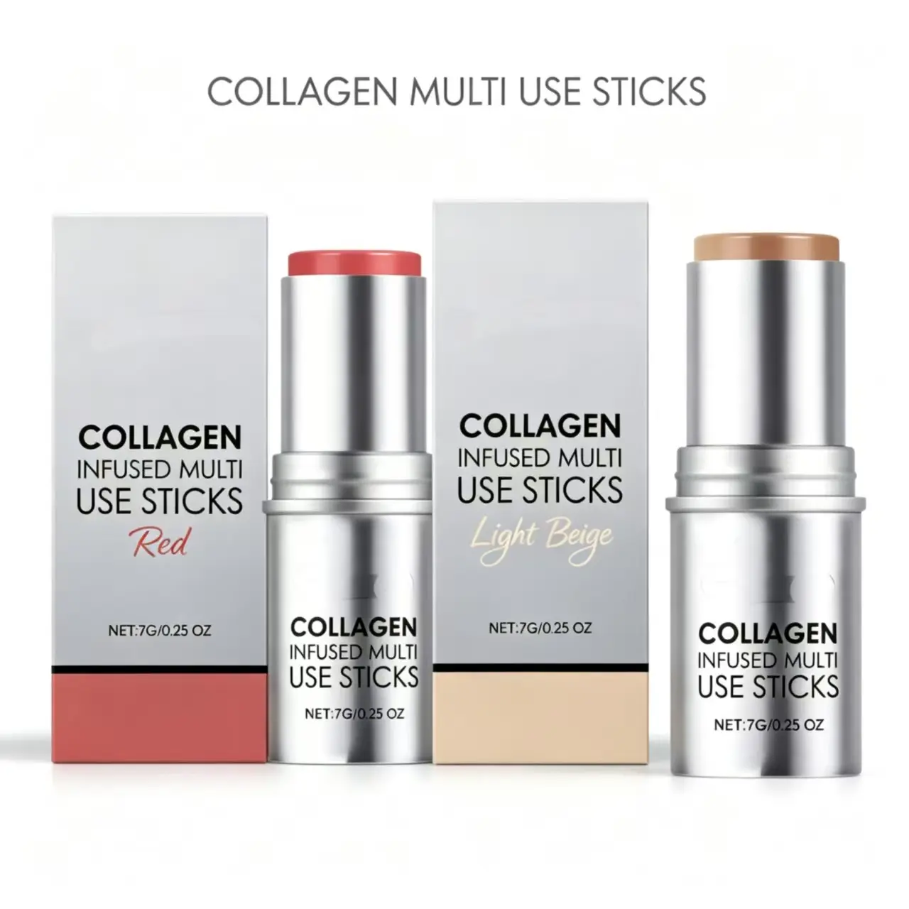 Collagen Multi-Use Makeup Stick - Unscented, Moisturizing for All Skin, Dab Apply Blush, Lipstick, Contour, Highlighter All-In-1 Facial Cosmetic (Beauty & Personal Care)