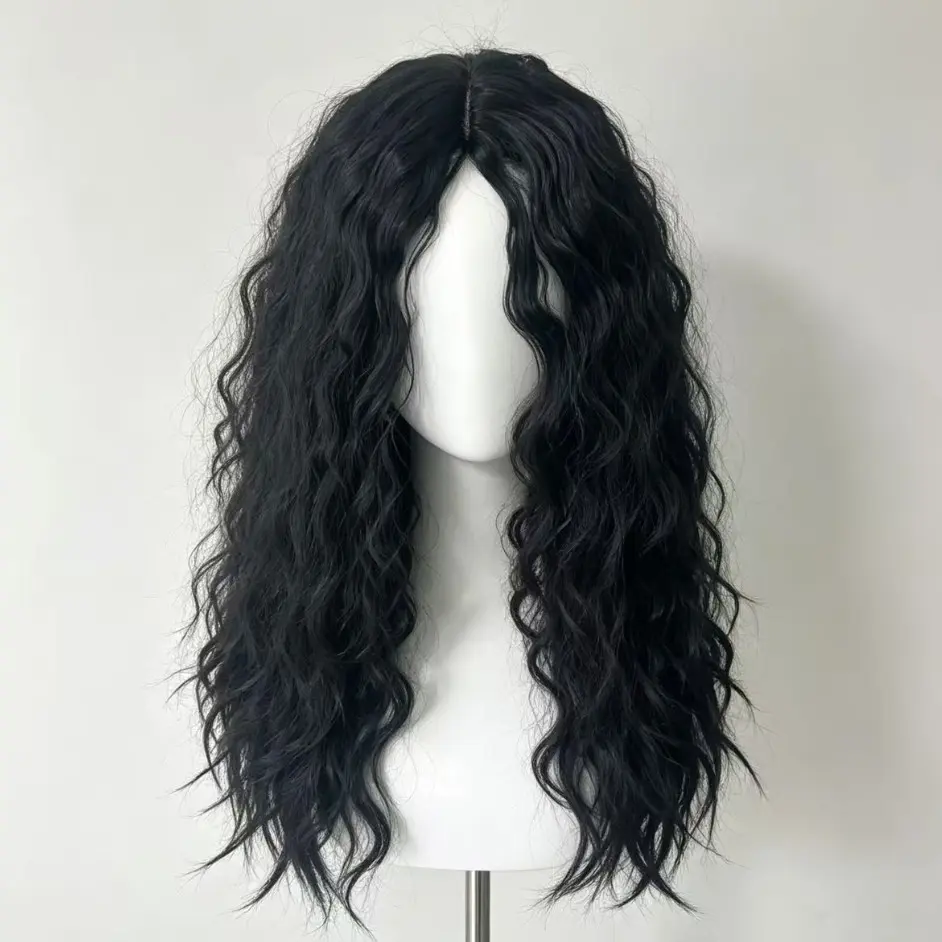 Long Wavy Synthetic Wig for Women, Breathable Short Hair, High-Temperature Fiber, Party Cosplay, Halloween, Wedding, Date Night