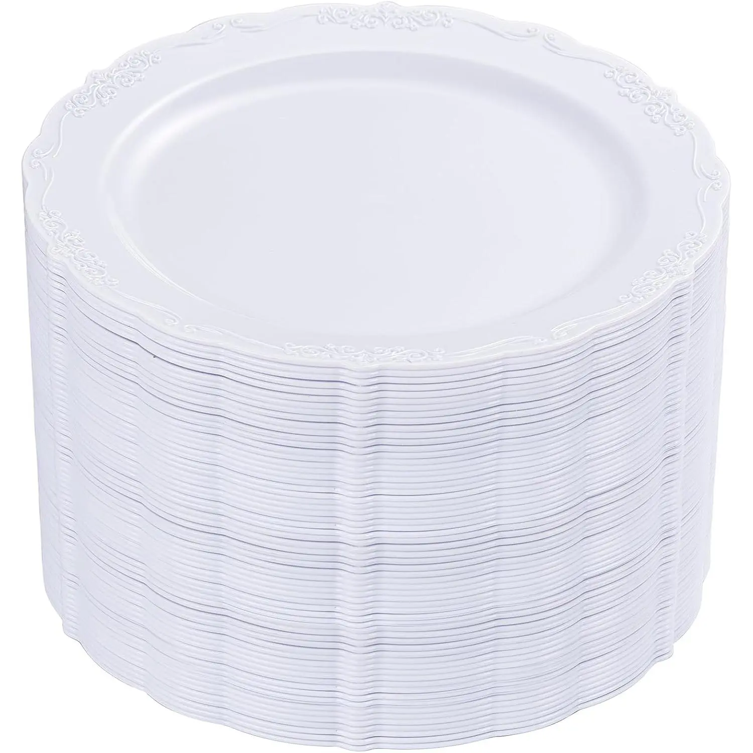 36 count White Plastic Plates, Heavy Duty White Disposable  7.5inch Dessert Cake Salad Appetizer Plates Hard Plastic Platos Disposable for Party Wedding