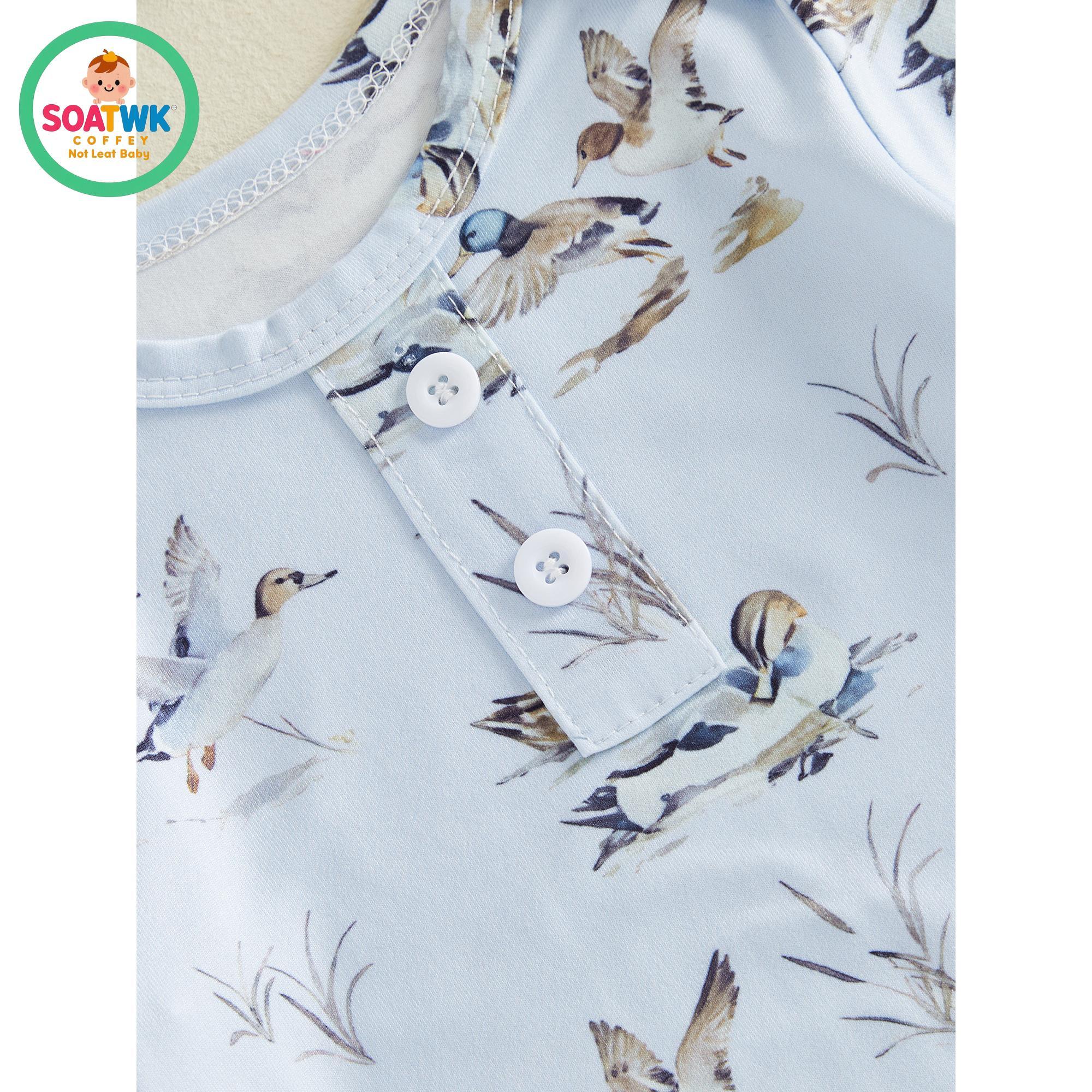 Baby Boy Sleeping Bag with Hat Cute Duck Print Newborn Knotted Gown Infant Swaddle