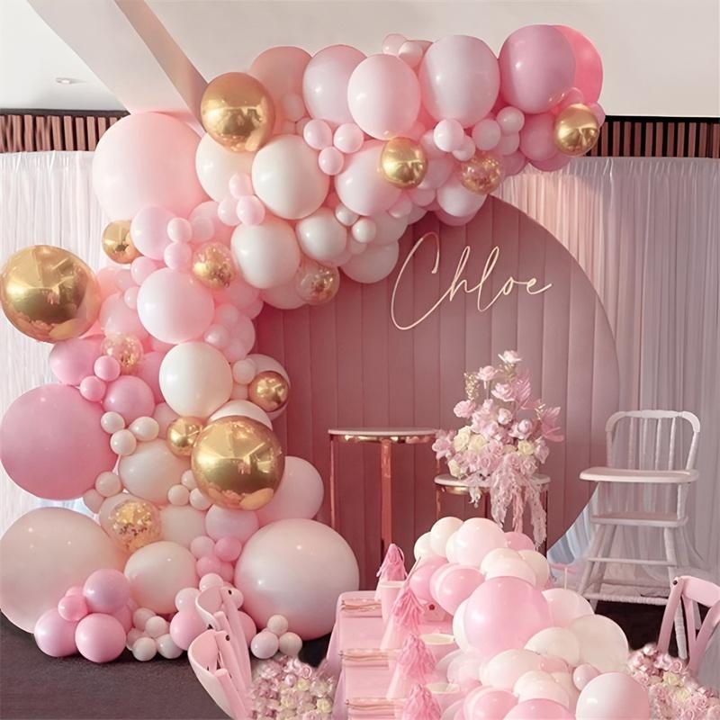 Pink Theme Balloon Arch Kit, 104pcs/set Mixed Color Latex Balloon, Atmosphere Layout Scene Decoration Supplies for Wedding Birthday Festival Party, Design