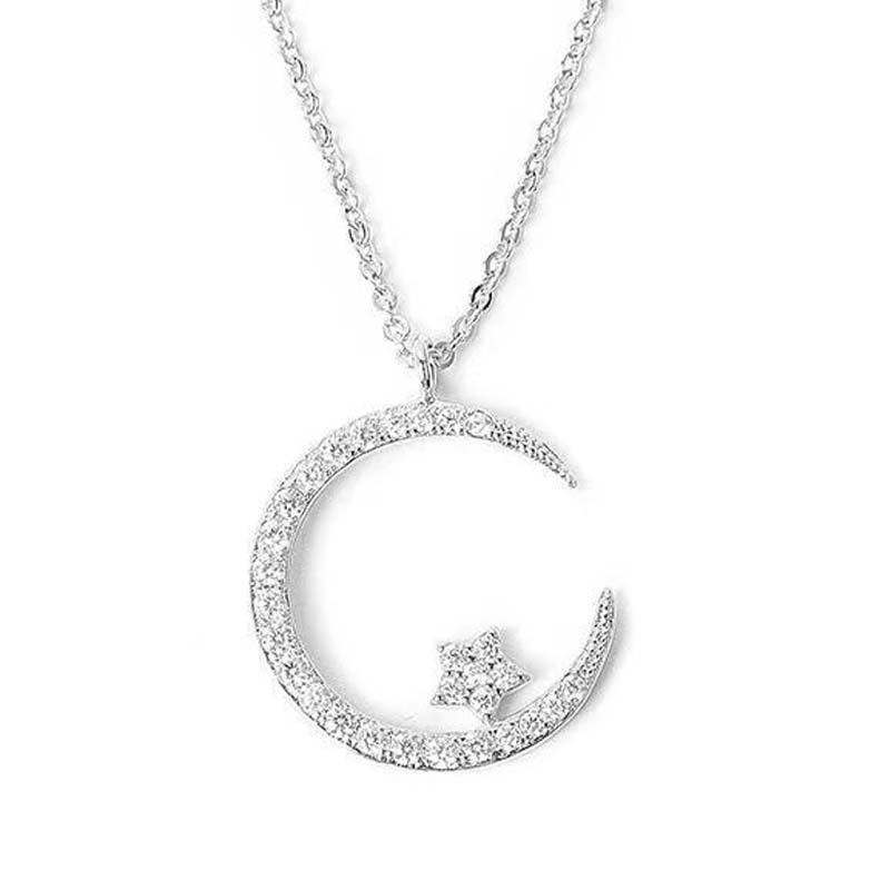 Women's star and moon necklace is super shiny,. A unique and luxurious birthday gift for female students