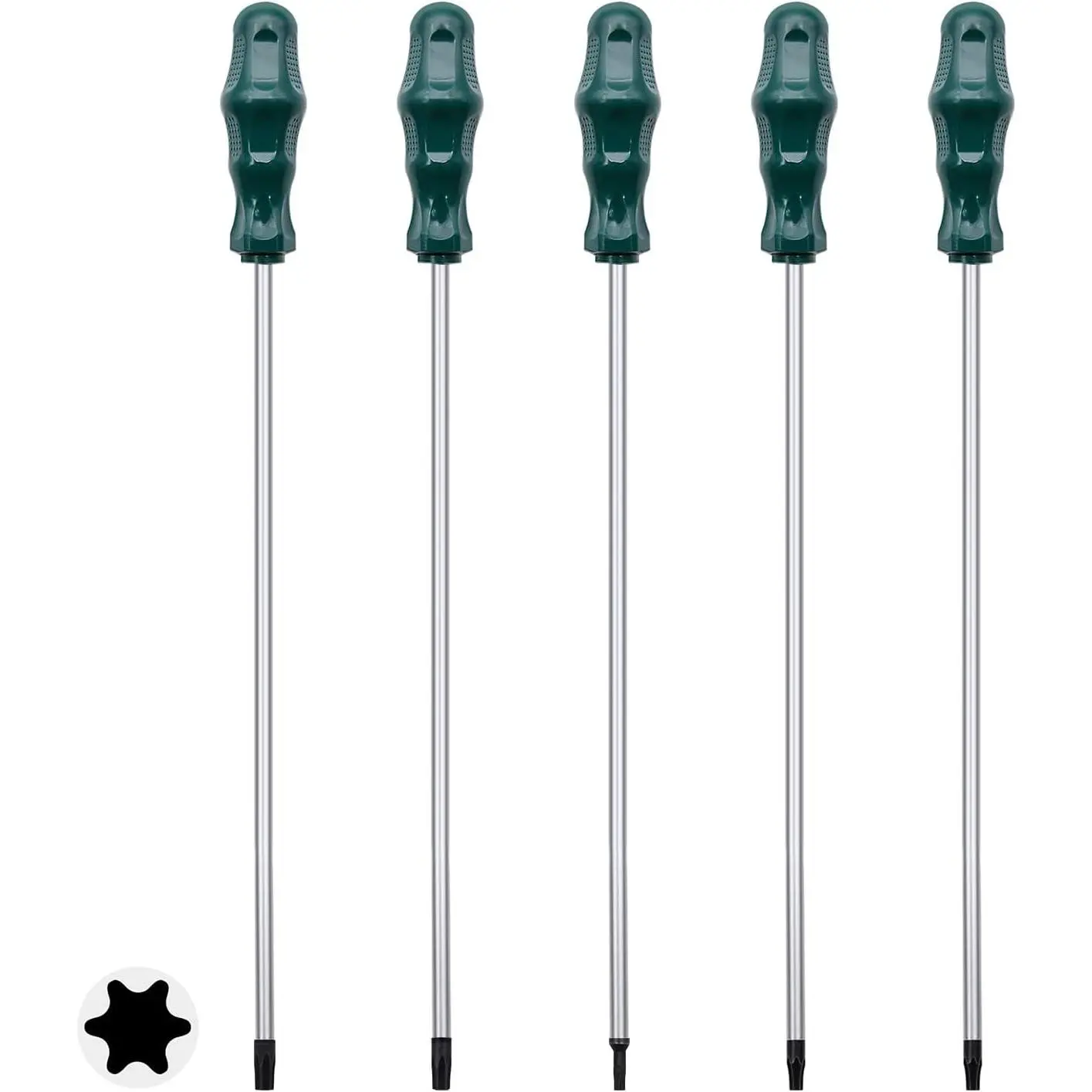 12-Inch Magnetic Long Torx Screwdrivers, 5-Piece Set for Home Repair and Workshop