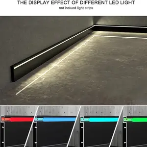 19.7 Inch Aluminum Baseboard Set, 3 Pieces, Ideal for Living Room, Bedroom, Kitchen, LED Channel System, Metal Wall Slot Light System, LED Ambient Lighting, Led Wall Lights