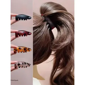 Women's 4-Pcs Curved Volumizing Claw Clips, Non-Slip Hair Clips for Ponytail Lift, Suitable for Thick & Thin Hair Daily Styling Accessories, Claw Clip