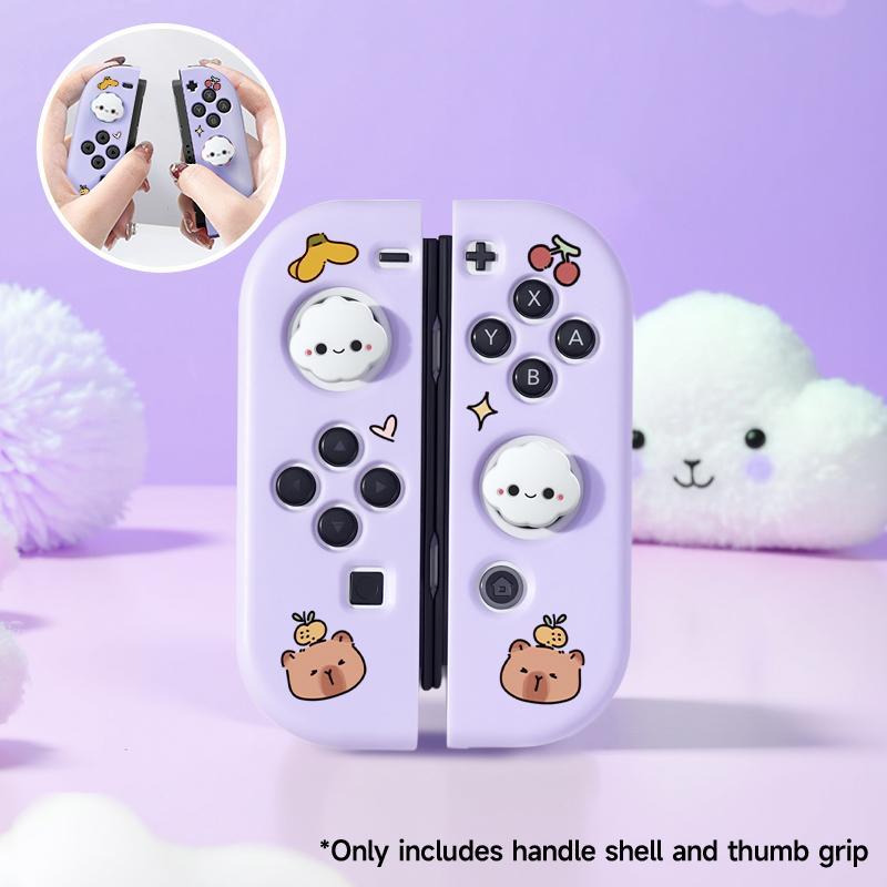 Cute Cartoon Pattern Protective Case Set, Covers and Protection for Switch, Including Handle Case, Keycap, Storage Bag, Card Stand, Protective Case, Console Accessories