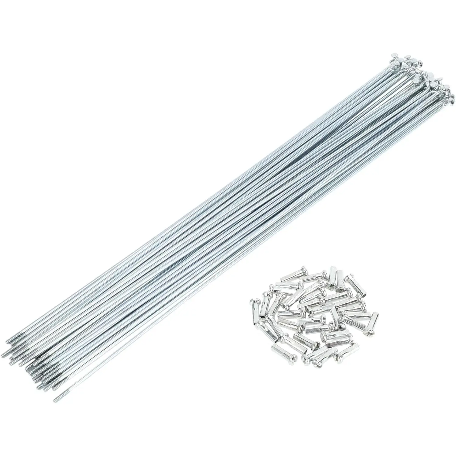 1 Set 14G Silver Tone Galvanized Carbon Steel Bicycle Bike Wheel Spokes with Nipple