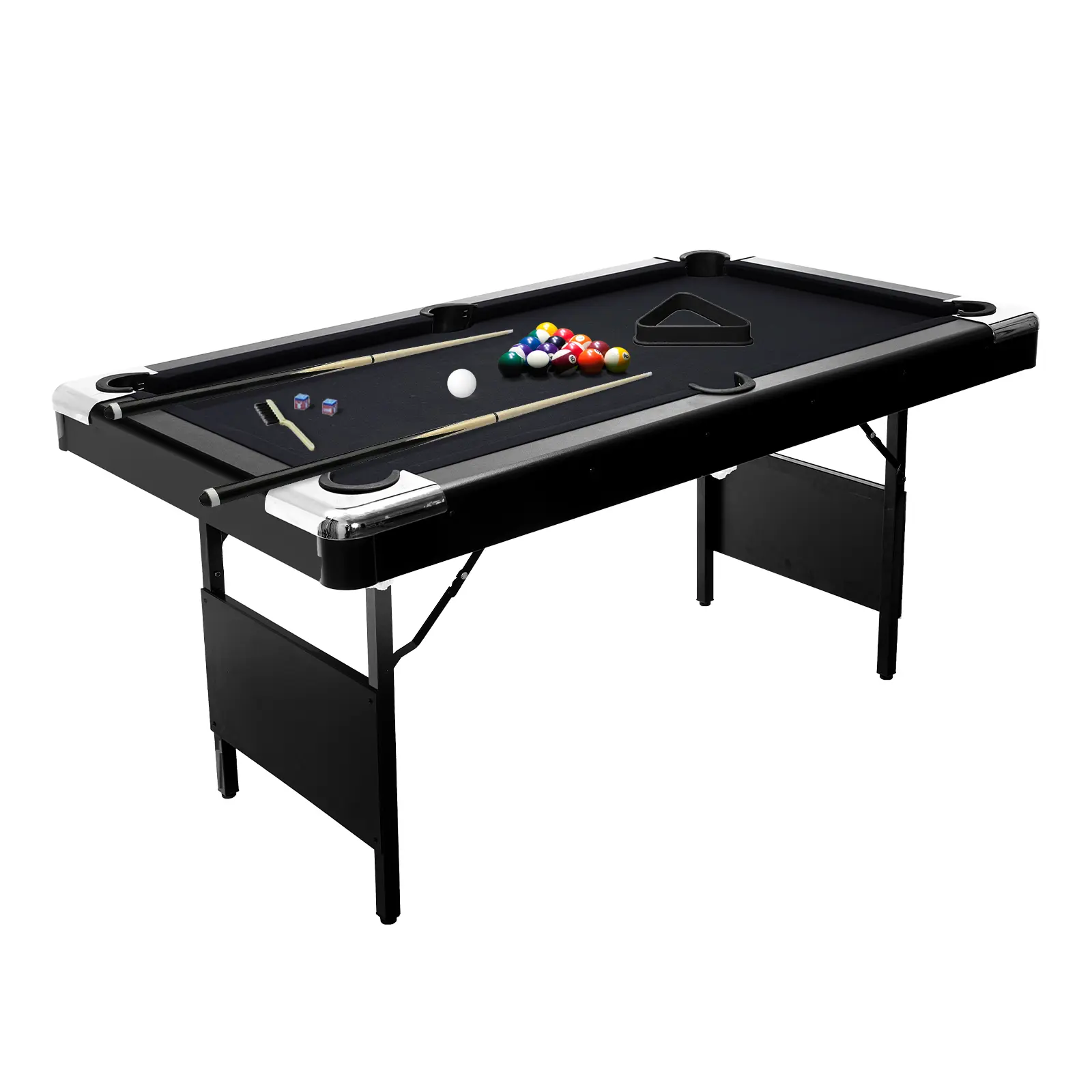 Folding Pool Table for Adults & Family – Portable Billiards Table Set with Full Accessories, Includes Balls, 2 Cue Sticks, Chalk, Felt Brush – Easy Storage for Home, Basement, Man Cave, or Garage