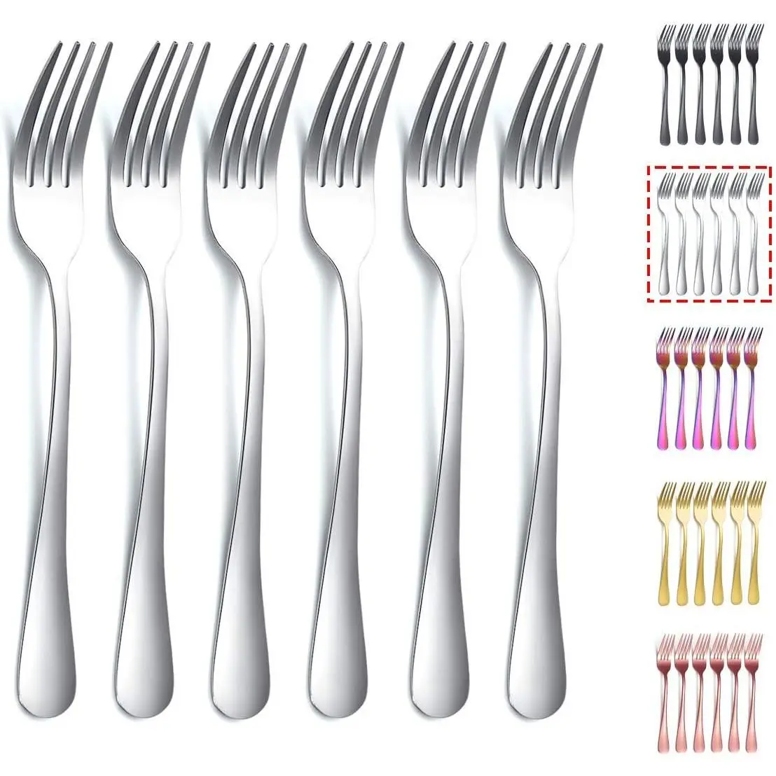 Dinner Fork 6 count, Stainless Steel 8.17 Inch Forks Silverware, Table Forks Set of 6