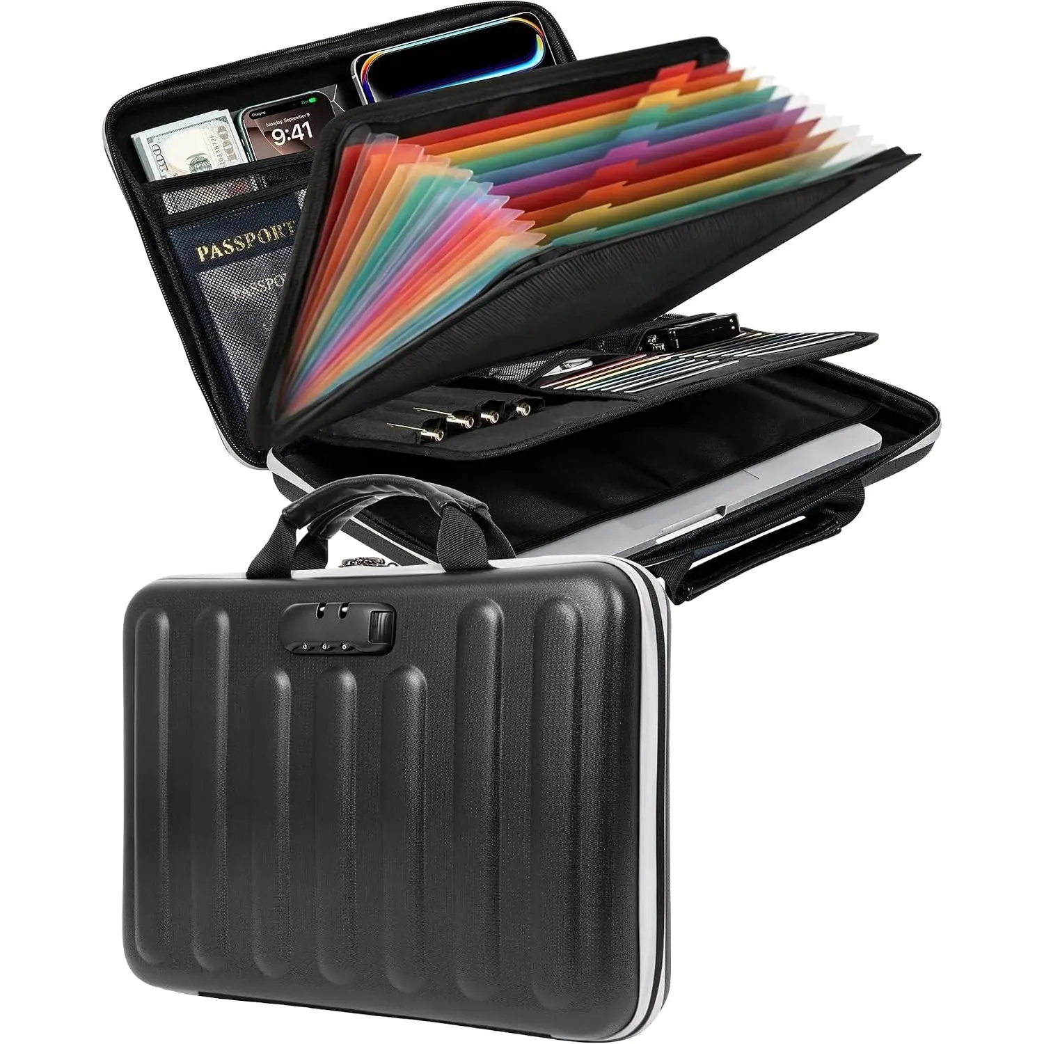 Fireproof Waterproof Document Box with Lock, Hard File Organizer